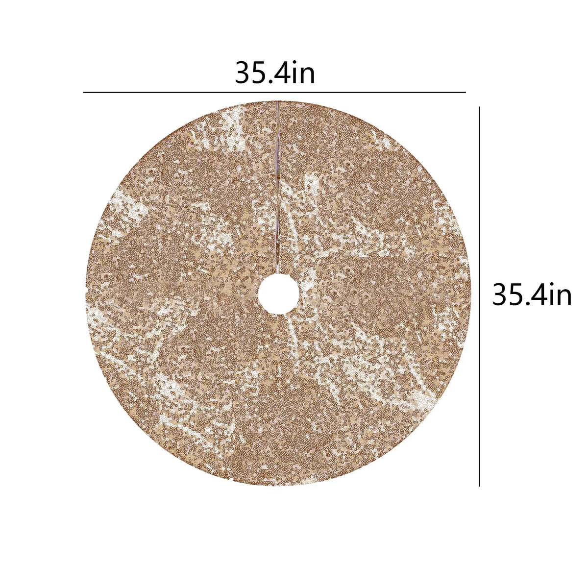 Sequin Christmas Tree Skirt 35 Inch Glitter Tree Skirt Velvet Xmas Tree Skirt for Halloween Ornaments Sparkly Tree Cover Mat Soft Fabric Tree Base Cover Large Tree Blanket Gold