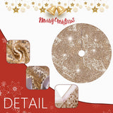 Sequin Christmas Tree Skirt 35 Inch Glitter Tree Skirt Velvet Xmas Tree Skirt for Halloween Ornaments Sparkly Tree Cover Mat Soft Fabric Tree Base Cover Large Tree Blanket Gold