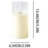 Flickering Flameless Candles, Battery Operated Candles with 3D Wick, Rechargeable Candle Real Wax White Glass, Home Decor (L)