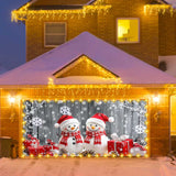 Christmas Garage Door Decorations Garage Door Banner with LED Light String 82.6 x 94.4in Large Garage Door Cover Christmas Backdrop Decoration for Xmas Holiday Winter Party (Snowman)