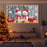 Christmas Garage Door Decorations Garage Door Banner with LED Light String 82.6 x 94.4in Large Garage Door Cover Christmas Backdrop Decoration for Xmas Holiday Winter Party (Snowman)