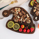 Christmas Wood Serving Tray Santa Hat Shaped Wooden Platter Rustic Farmhouse 8 Inches Food Dish Plate Table Serving Platter for Christmas Charcuterie Cheese Food Fruit
