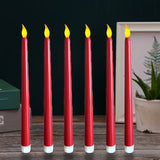 10.8' Red Set of 6 Battery Operated Wax Taper Candles with Remote, LED Flameless Candles, 3D Wick LED Taper Candles Real Wax Candlesticks, Party Christmas Home Decor
