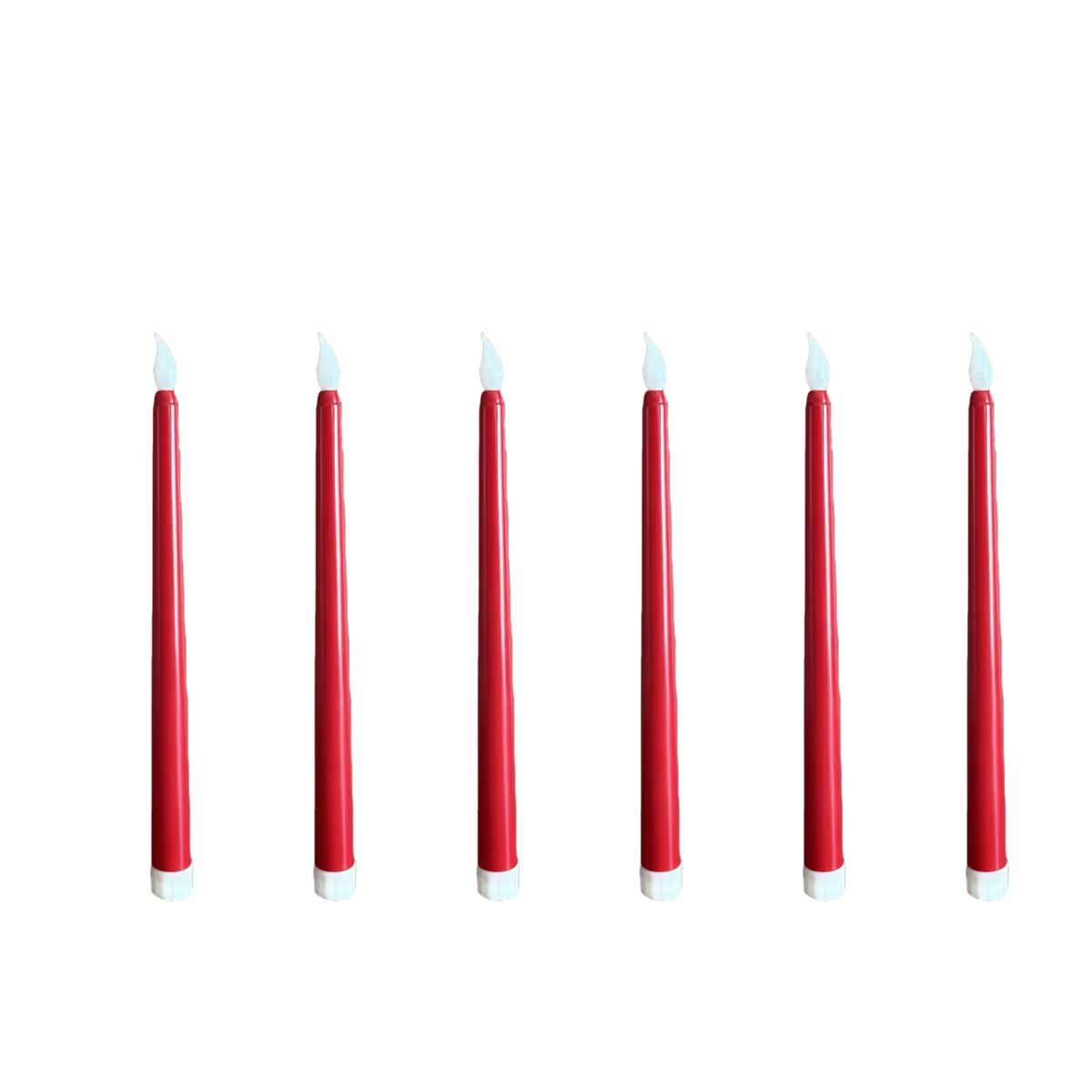 10.8' Red Set of 6 Battery Operated Wax Taper Candles with Remote, LED Flameless Candles, 3D Wick LED Taper Candles Real Wax Candlesticks, Party Christmas Home Decor