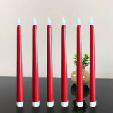 10.8' Red Set of 6 Battery Operated Wax Taper Candles with Remote, LED Flameless Candles, 3D Wick LED Taper Candles Real Wax Candlesticks, Party Christmas Home Decor