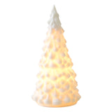White Ceramic Christmas Trees, Light Up Porcelain Christmas Tree, Matte White Small Xmas Tree with Lights, Tabletop Tree Figurines for Modern Home Decoration
