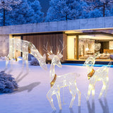3-Piece LED Lighted Christmas Deer Outdoor Yard Decorations, 3D Super Large Christmas Reindeer Decor, Outdoor Lighted Holiday Deer with 360 LED Displays for Front Yards Garden Lawn Patio