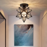 Modern Moravian Star Light Flush Mount Ceiling Light, 9.8' Ceiling Light for Living Room Bedroom Kitchen Hallway, Black