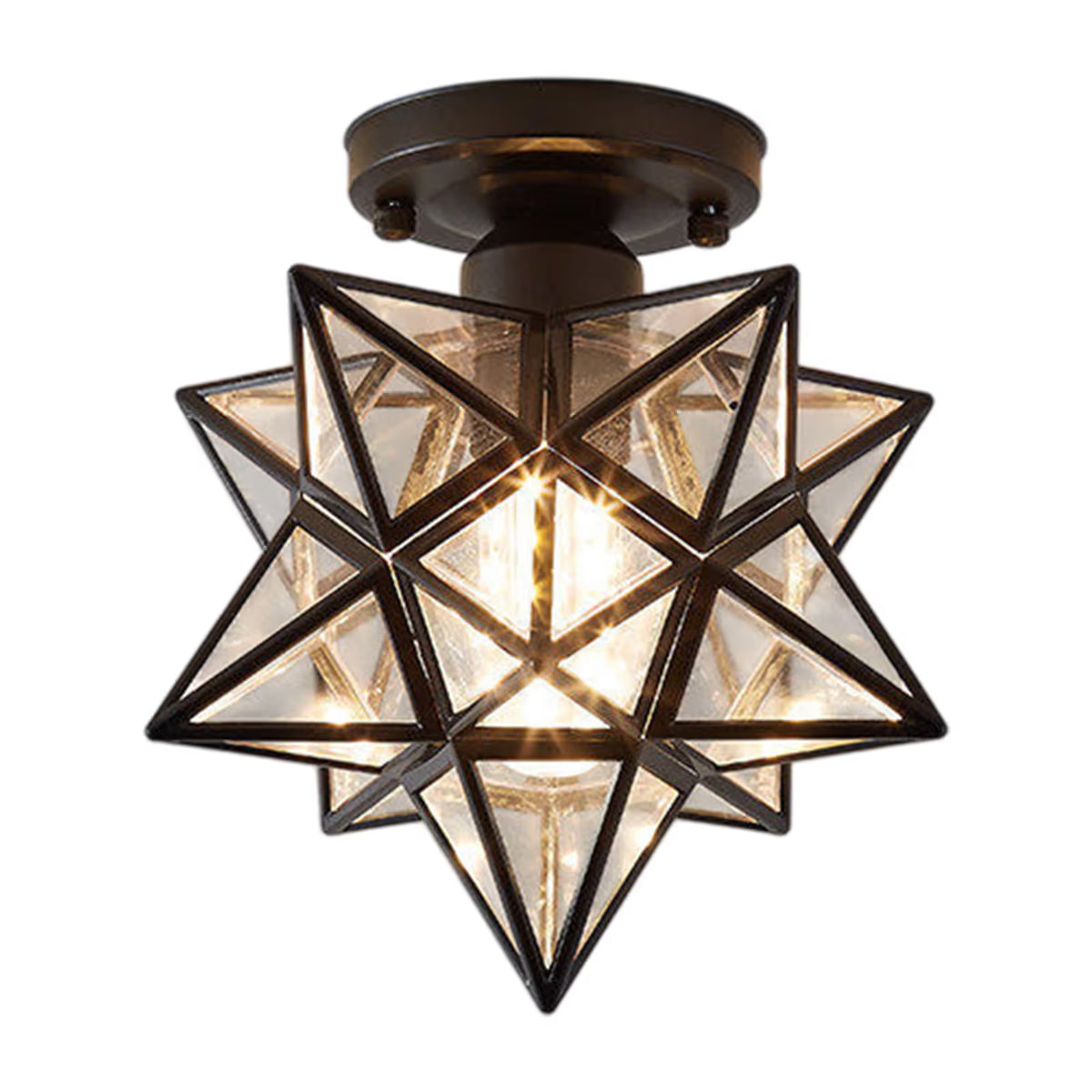 Modern Moravian Star Light Flush Mount Ceiling Light, 9.8' Ceiling Light for Living Room Bedroom Kitchen Hallway, Black