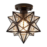 Modern Moravian Star Light Flush Mount Ceiling Light, 9.8' Ceiling Light for Living Room Bedroom Kitchen Hallway, Black