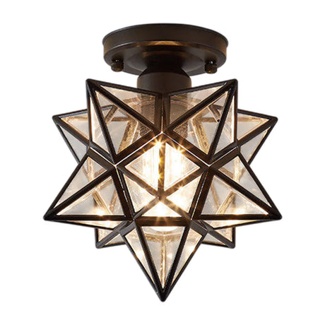 Modern Moravian Star Light Flush Mount Ceiling Light, 9.8' Ceiling Light for Living Room Bedroom Kitchen Hallway, Black