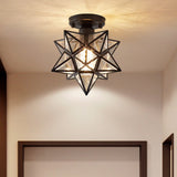 Modern Moravian Star Light Flush Mount Ceiling Light, 9.8' Ceiling Light for Living Room Bedroom Kitchen Hallway, Black