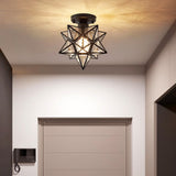 Modern Moravian Star Light Flush Mount Ceiling Light, 9.8' Ceiling Light for Living Room Bedroom Kitchen Hallway, Black