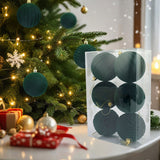 6 Pcs Large Velvet Christmas Ball Ornaments Dark Green Plastic Christmas Ornaments Set Flocked Christmas Tree Decorations for Xmas Holiday Décor (3.15", 8cm)