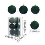 6 Pcs Large Velvet Christmas Ball Ornaments Dark Green Plastic Christmas Ornaments Set Flocked Christmas Tree Decorations for Xmas Holiday Décor (3.15", 8cm)