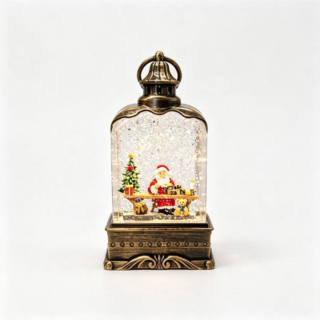 Cute Snowman Christmas Night Lights Indoor, Vintage Christmas Decorations Glitter Snowman with Glass, Battery Operated Vintage Decor for Bookshelf Tabletop