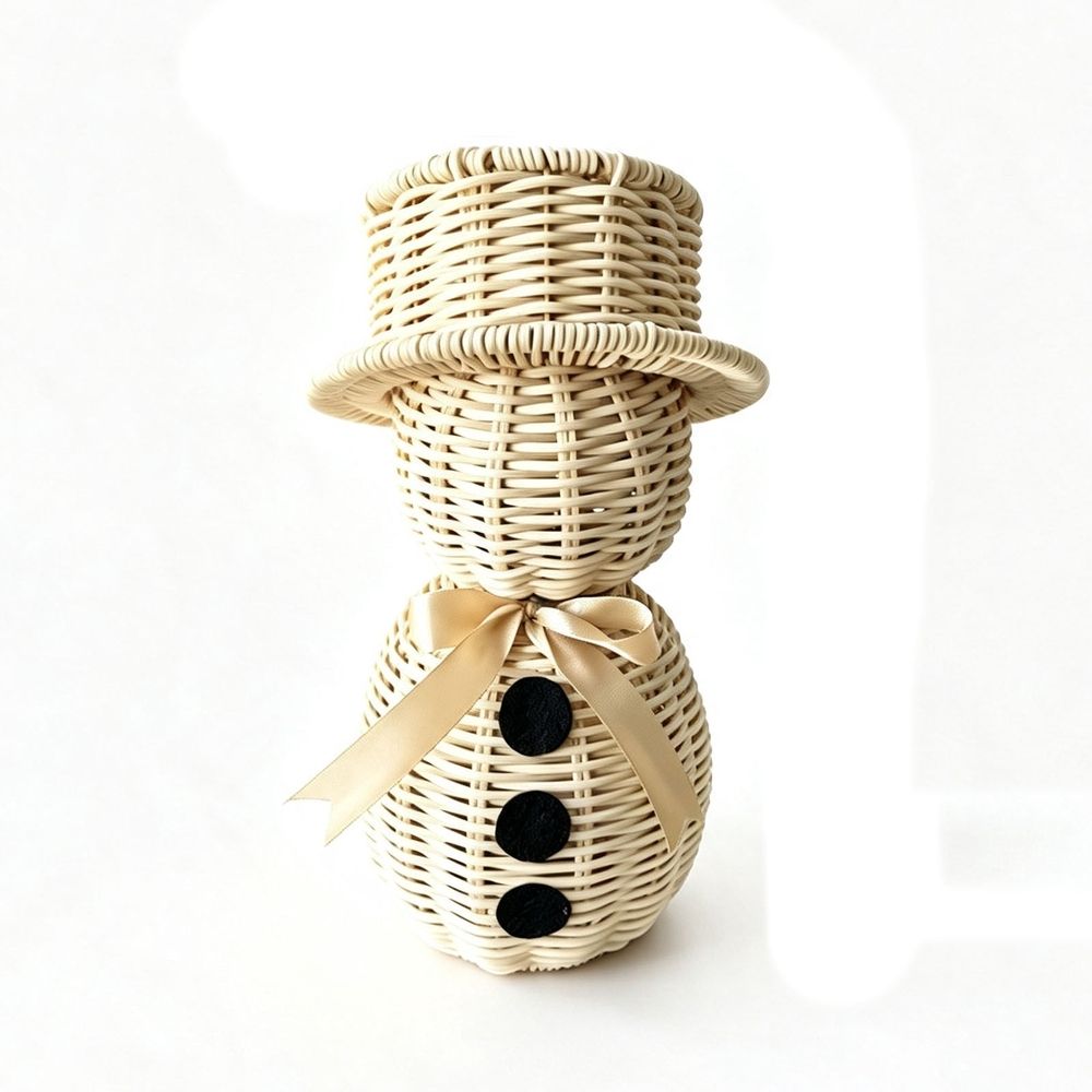 Woven Snowman Christmas Tea Light Candle Holders, Christmas Decorations with Hollow Cute Small Figurines, Candle Holder Christmas for Centerpieces