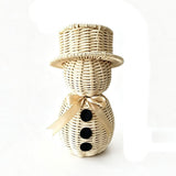 Woven Snowman Christmas Tea Light Candle Holders, Christmas Decorations with Hollow Cute Small Figurines, Candle Holder Christmas for Centerpieces
