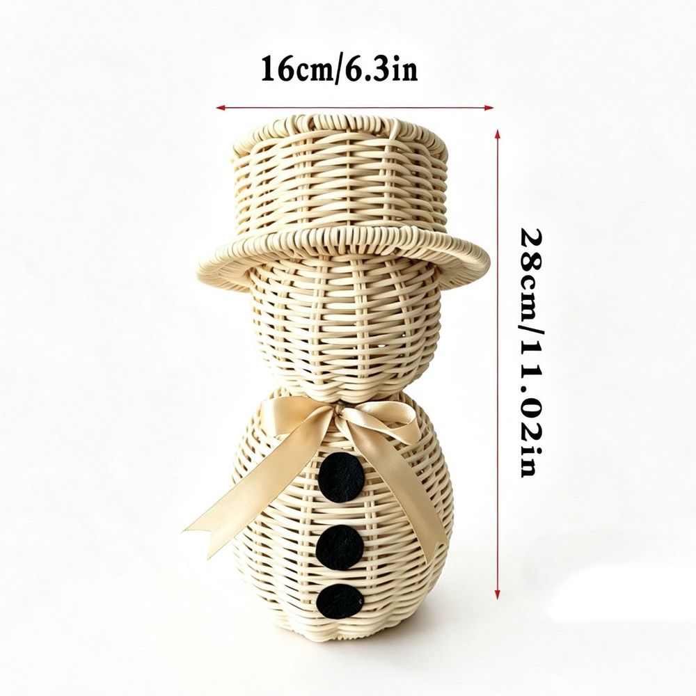 Woven Snowman Christmas Tea Light Candle Holders, Christmas Decorations with Hollow Cute Small Figurines, Candle Holder Christmas for Centerpieces