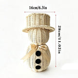 Woven Snowman Christmas Tea Light Candle Holders, Christmas Decorations with Hollow Cute Small Figurines, Candle Holder Christmas for Centerpieces