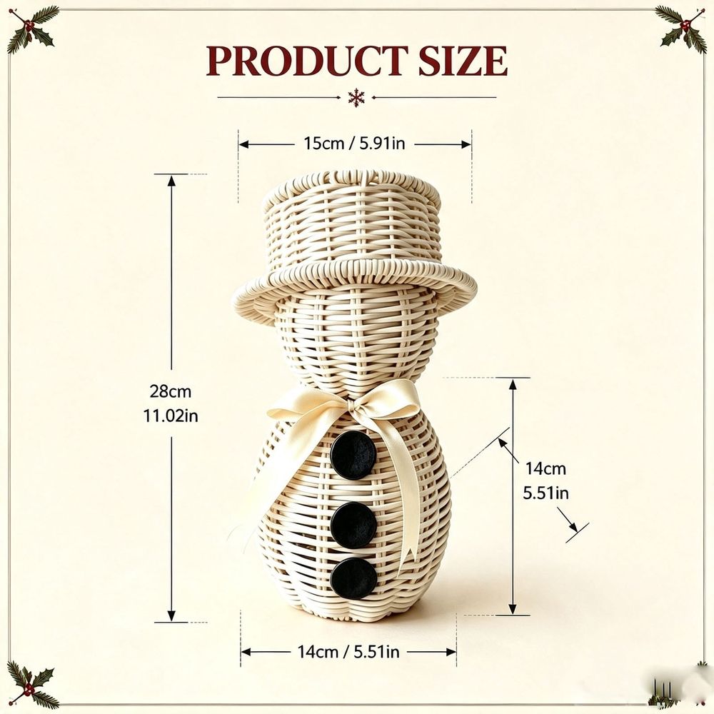 Woven Snowman Christmas Tea Light Candle Holders, Christmas Decorations with Hollow Cute Small Figurines, Candle Holder Christmas for Centerpieces