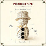 Woven Snowman Christmas Tea Light Candle Holders, Christmas Decorations with Hollow Cute Small Figurines, Candle Holder Christmas for Centerpieces
