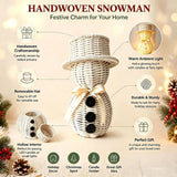 Woven Snowman Christmas Tea Light Candle Holders, Christmas Decorations with Hollow Cute Small Figurines, Candle Holder Christmas for Centerpieces