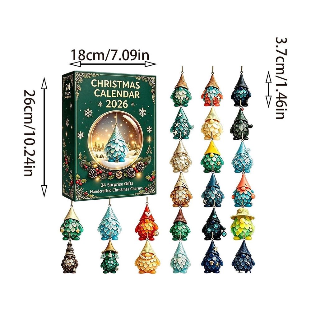 Sea Glass Advent Calendar 2026, Christmas Countdown Calendar with Unique Seaglass Gnome, Gnomes Advent Calendar for Home Decor