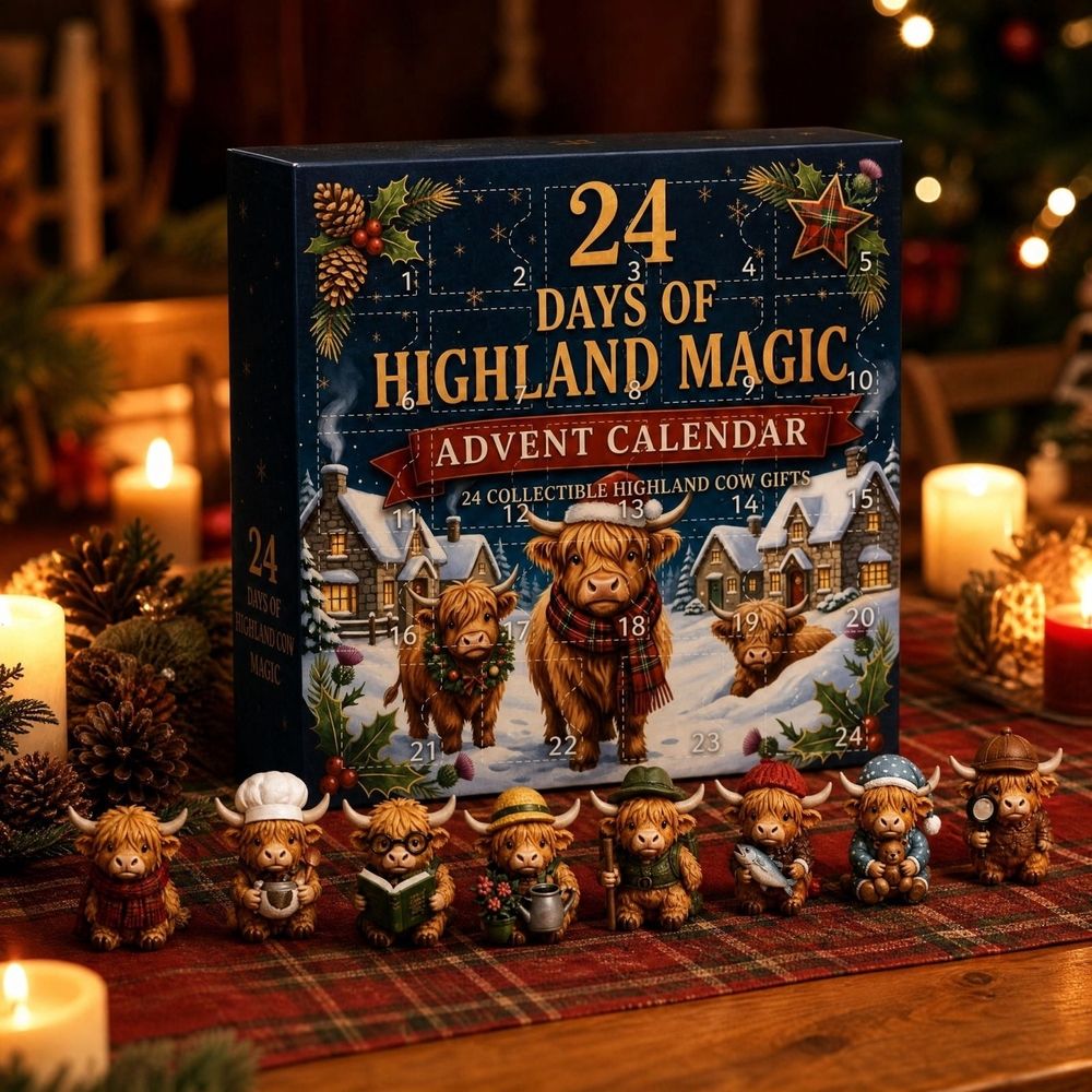 Highland cow advent calendar 2026, christmas countdown calendar for kids, 3D 24 Days Of highland cow Advent Calendar