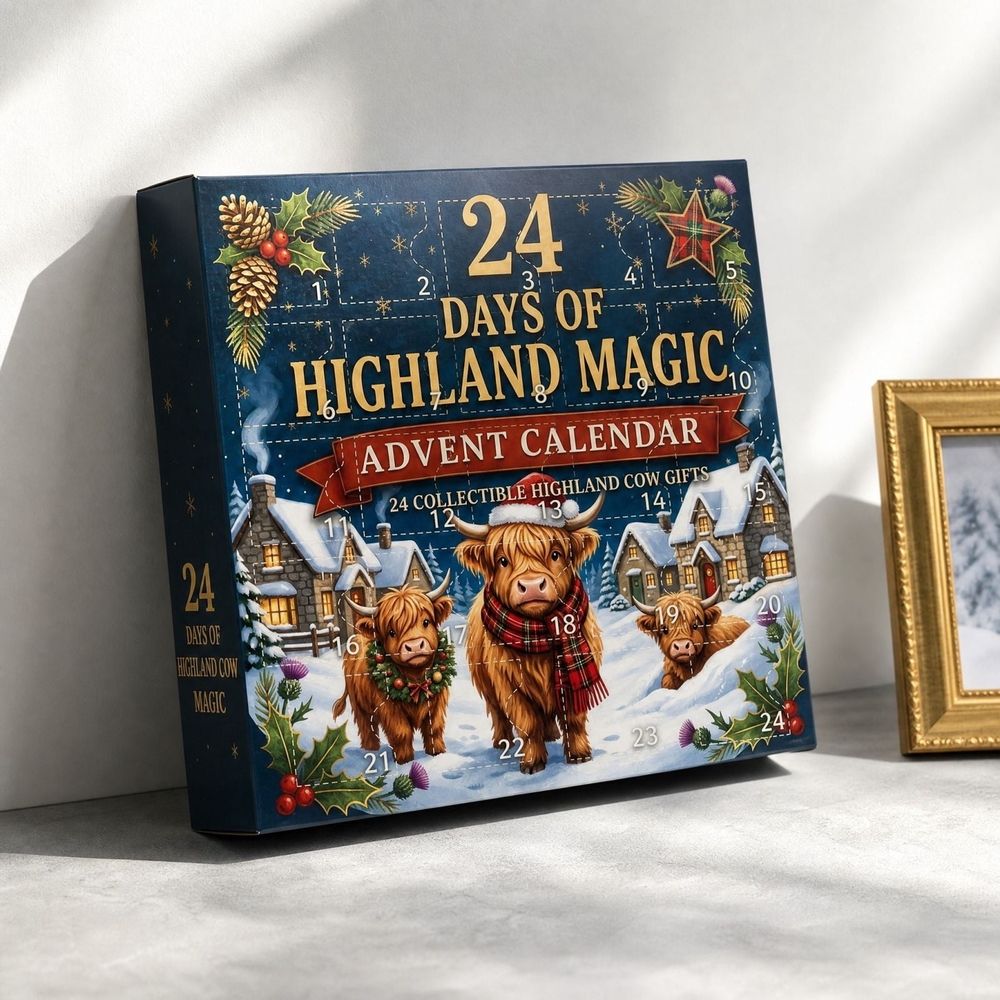 Highland cow advent calendar 2026, christmas countdown calendar for kids, 3D 24 Days Of highland cow Advent Calendar