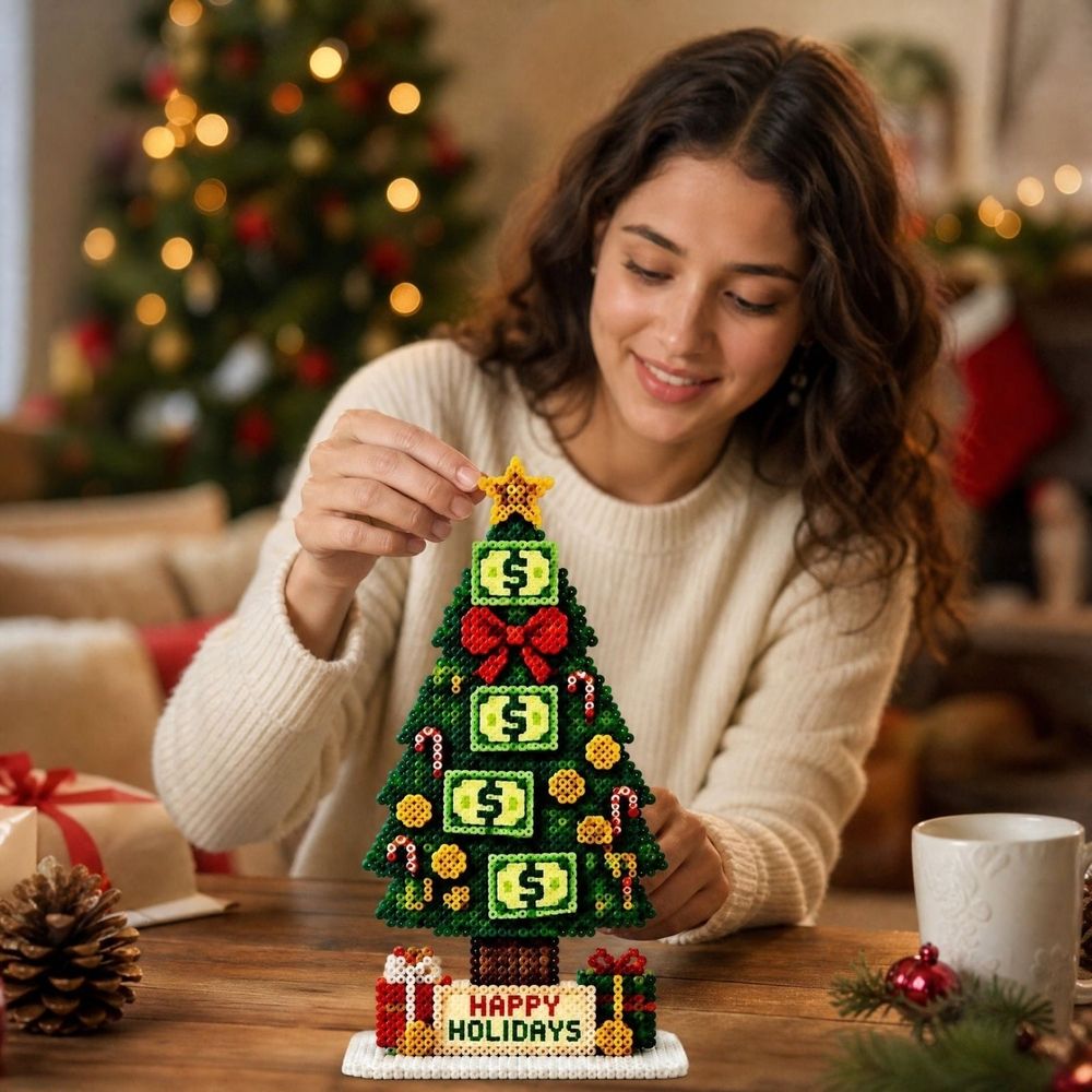 Tabletop Christmas Tree Fuse Beads Kits for Adults, Arts and Crafts Beads & Bead Assortments, Christmas Crafts for Adults Kids