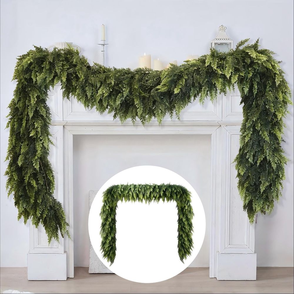 Natural Feel Cedar Artificial Christmas Garland, Christmas Decorations Indoor, Evergreen Christmas Garland 106