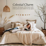 2pcs Moon Phase Wall Decor, Gold Wall Art for Bedroom, Bohemian and Astrology, Aesthetic 34.6" 7 Phases Metal Moon Wall Banner, Celestial Decoration, Gift for Women & Kids