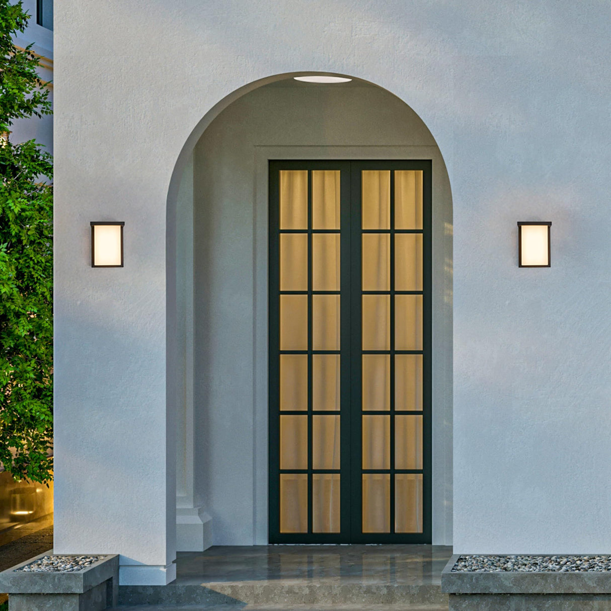 LED 8" Outdoor Wall Light, Front Door House Sconce | Waterproof | 18W | Exterior Patio Lighting Fixture, Flush Mount Porch Lamp | Black