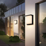 LED 8" Outdoor Wall Light, Front Door House Sconce | Waterproof | 18W | Exterior Patio Lighting Fixture, Flush Mount Porch Lamp | Black
