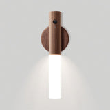 Wooden Motion Sensor Night Lights Magnet Body Sensor Hallway Night Lights Rechargeable Led Light Portable Stairway Wall Sconce Battery Powered Cabinet Lights (walnut wood
)