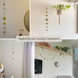 2pcs Moon Phase Wall Decor, Gold Wall Art for Bedroom, Bohemian and Astrology, Aesthetic 34.6" 7 Phases Metal Moon Wall Banner, Celestial Decoration, Gift for Women & Kids