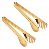 Stainless Steel Pasta Tongs, Spaghetti Tongs with Teeth, Serving Tongs for Noodles, Spaghetti, Cooking (Set of 2, Shiny Gold)