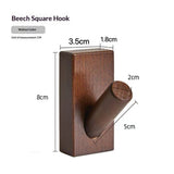 4Pack Adhesive Wall Hooks Hat Rack, Wooden Coat Hooks Wall Mounted, Decorative Hooks Single Organizer Hat Hanger Towel Rack, Heavy Duty Hooks (black walnut)