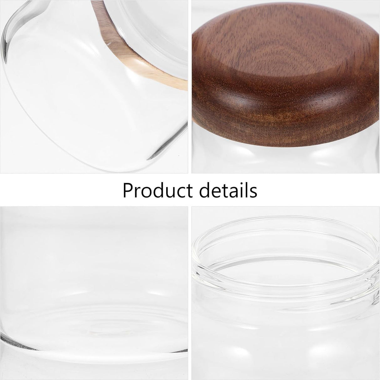 Glass Food Storage Container with Wooden Lids Small Coffee Jar Sugar Canister Airtight Food Storage Container Coffee Container for Nut Spice Candy Loose Tea（9.5*8cm）
