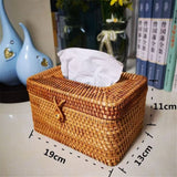 Rectangle Tissue Box Cover, Woven Tissue Box Holder with Lid, Wicker Tissue Holder for Bathroom Toilet Living Room Bedroom Table Desk Home Office Car, Coffee