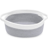 Rope Baskets for Gifts Empty, Decorative Storage Baskets for Nursery, Woven Gift Basket for Baby Shower, Dog Toy Basket with Handles for Living Room, - Grey+white