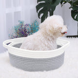 Rope Baskets for Gifts Empty, Decorative Storage Baskets for Nursery, Woven Gift Basket for Baby Shower, Dog Toy Basket with Handles for Living Room, - Grey+white