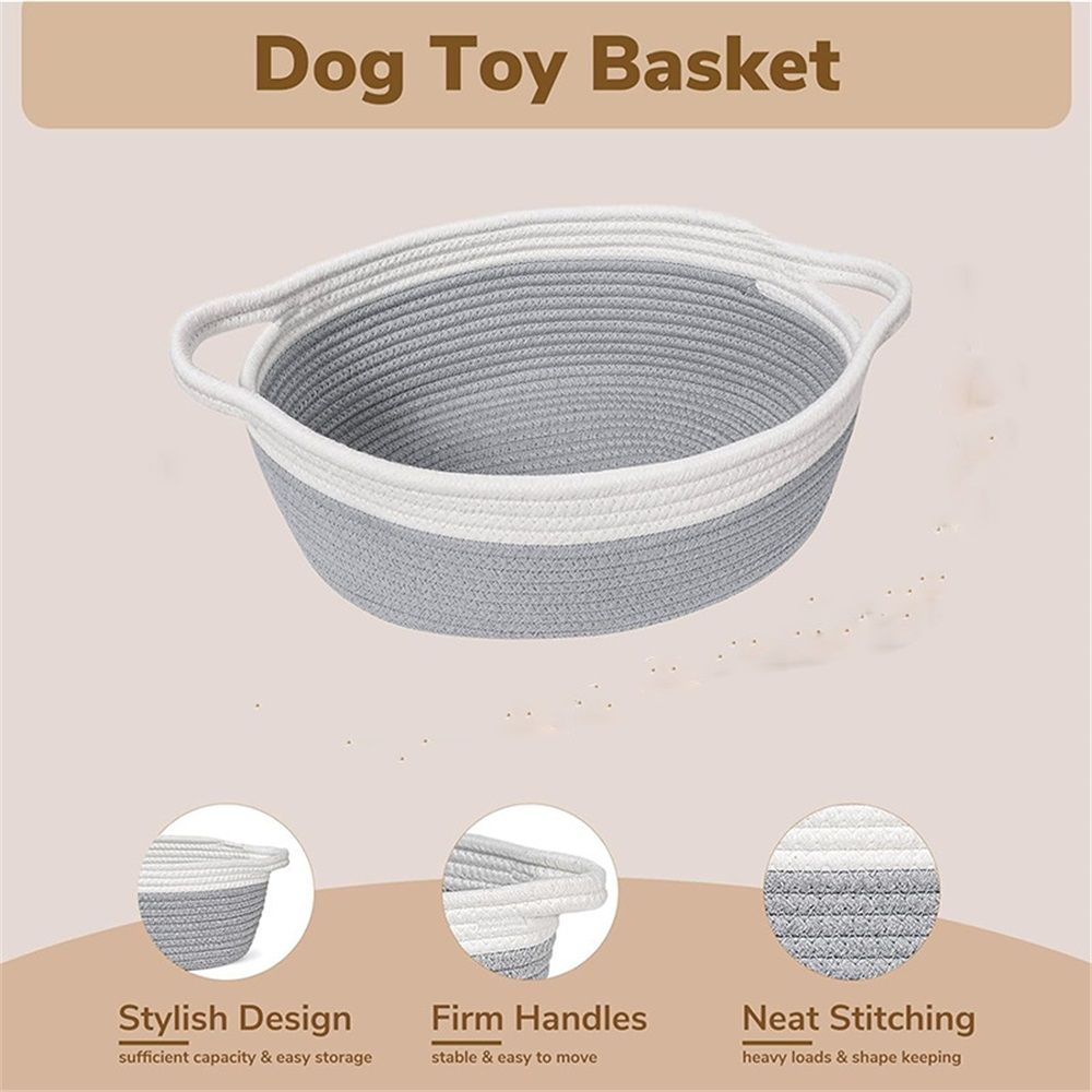 Rope Baskets for Gifts Empty, Decorative Storage Baskets for Nursery, Woven Gift Basket for Baby Shower, Dog Toy Basket with Handles for Living Room, - Grey+white