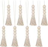 Wood Bead Garland,Farmhouse Tassels Beads, Rustic Country Decor Prayer Beads for Home Door Knob Christmas Decoration (8pack)