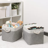 2pcs Cube Storage Bins 28*28*28cm Grey-Black Cube Storage Boxes Collapsible Large Cloth Organizer Baskets with Cotton Rops Handles for Storage Cubbies or Closet Shelf White + gray