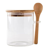 15 oz/450 ml Glass Storage Canister with with Airtight Lid, Cute Clear Decorative Container Jar with Wooden Spoon for Coffee Spice Candy