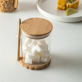 15 oz/450 ml Glass Storage Canister with with Airtight Lid, Cute Clear Decorative Container Jar with Wooden Spoon for Coffee Spice Candy