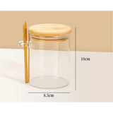 15 oz/450 ml Glass Storage Canister with with Airtight Lid, Cute Clear Decorative Container Jar with Wooden Spoon for Coffee Spice Candy