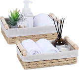 Paper Rope Decorative Toilet Paper Baskets & Bathroom Organizer for Toilet Tank Top, Shelves, Bedroom, Countertop,Home,Office Storage Bins, 2 Pack,Beige
